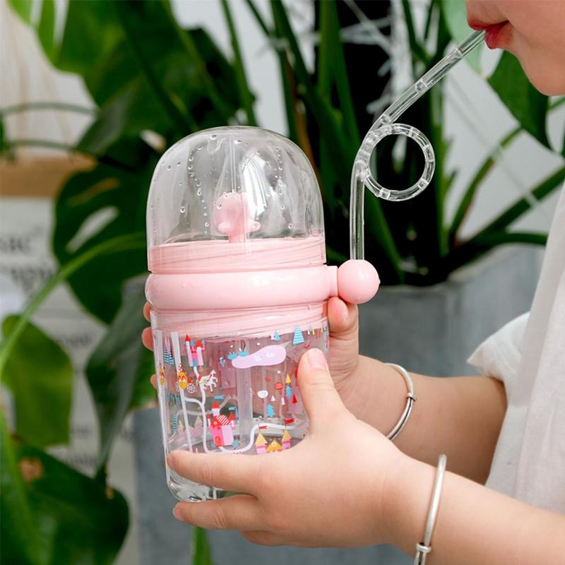 Baby Water Bottle (250ML) Cartoon Whale Children Cup Baby Feeding Bottle Sraw