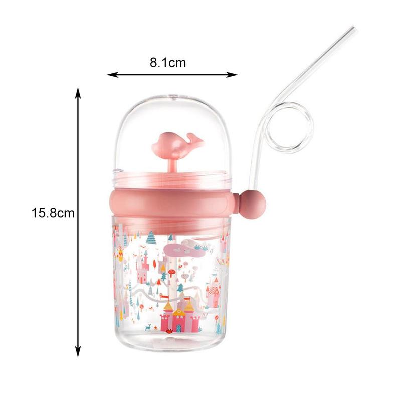 Baby Water Bottle (250ML) Cartoon Whale Children Cup Baby Feeding Bottle Sraw
