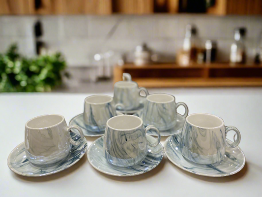 Ceramic Cups With Saucers Set of 6